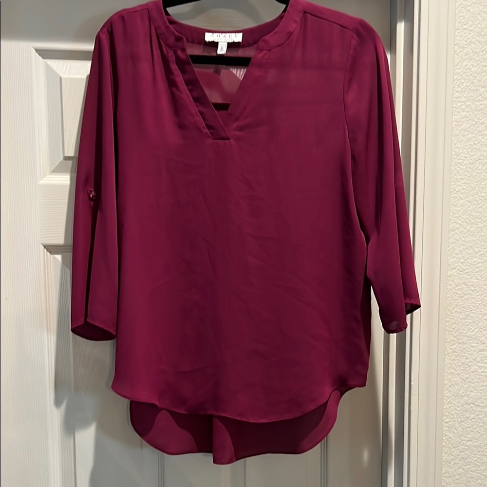 Catherine Malandrino Plum V-Neck Blouse